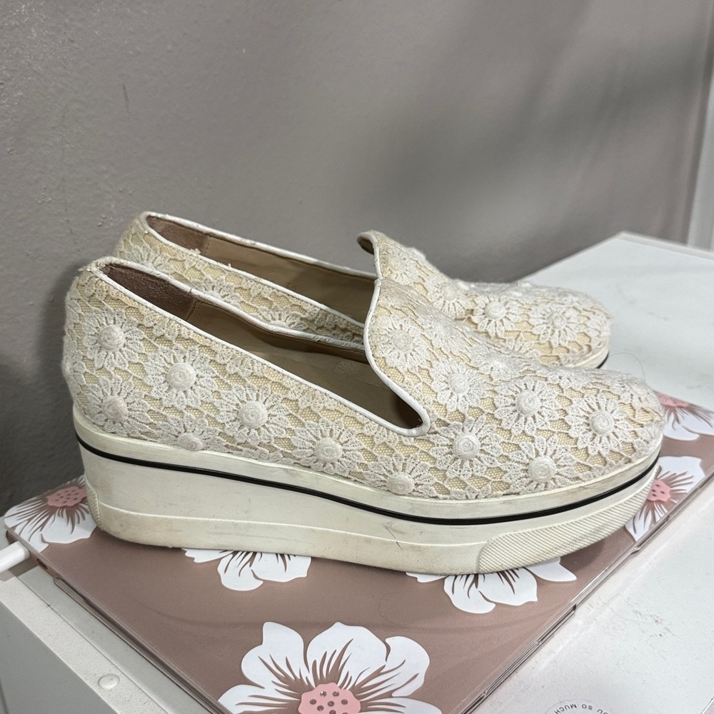 Stella Mccartney Cream Floral-Lace Slip On Sneakers - Picture 6 of 6